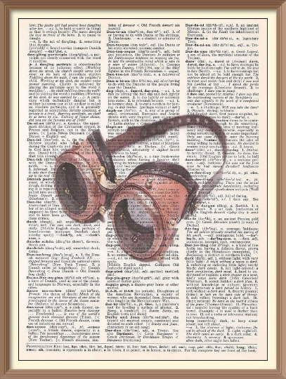 Steampunk Pilot Goggles--Vintage dictionary Art print- Fits 8x10 frame or mat steampunk buy now online