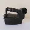 Antique collectible small miniature clothing iron cast with wooden handle dark black colour steampunk buy now online