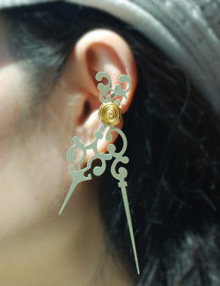 spiral wire & Clock Hands Ear Cuff, Ear Jacket, Ear Wrap steampunk buy now online