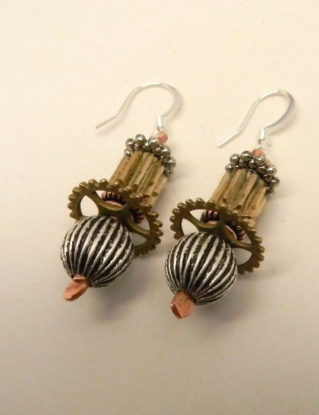 Steampunk jewelry. Mixed metal earrings. Steampunk earrings. steampunk buy now online