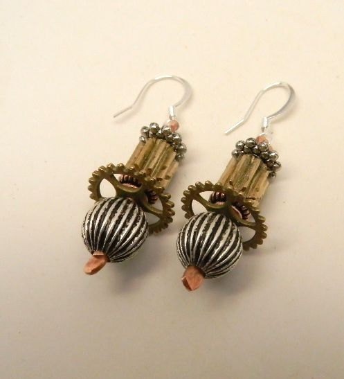 Steampunk jewelry. Mixed metal earrings. Steampunk earrings. steampunk buy now online