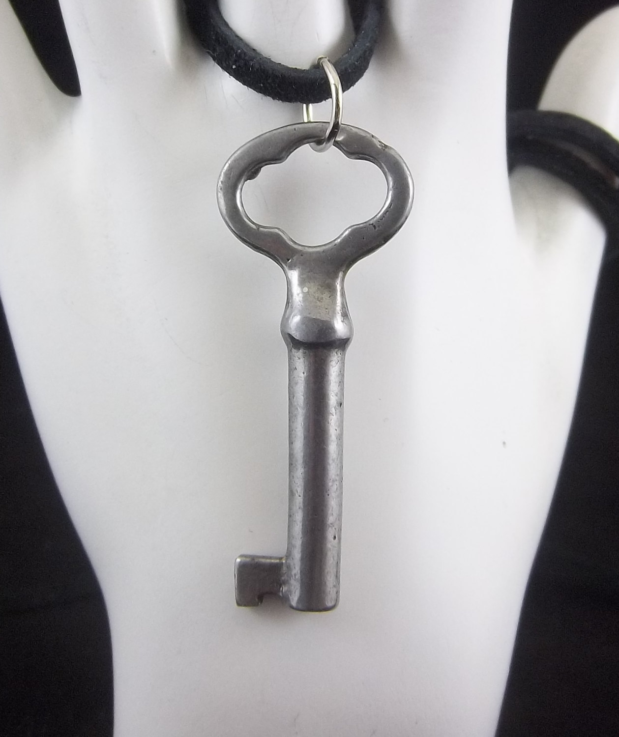 Vintage Key Necklace, Tubular Key, Skeleton Key, Leather Cord, Mens Necklace, Womens Necklace, Steampunk Necklace, Handmade steampunk buy now online