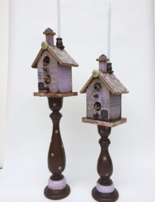 Pr of Birdhouse Candlesticks steampunk buy now online