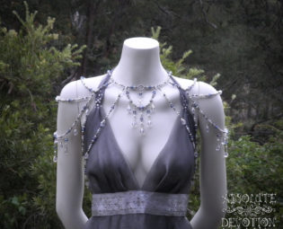 Elysium - One Of A Kind Luxury Shoulder Jewellery, Featuring Freshwater Pearls and Swarovski Crystals - Ready to Ship - Absolute Devotion steampunk buy now online