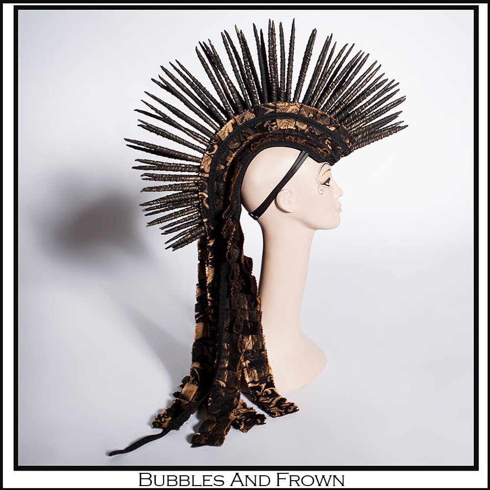 READY TO SHIP Decay-dance…. Rebar Mohawk in Black and Gold steampunk buy now online