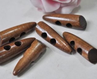 20pcs Wood Toggle Button Natural Wooden Brown Finished Two Holes Sewing Accessory 46x13mm MT769 steampunk buy now online