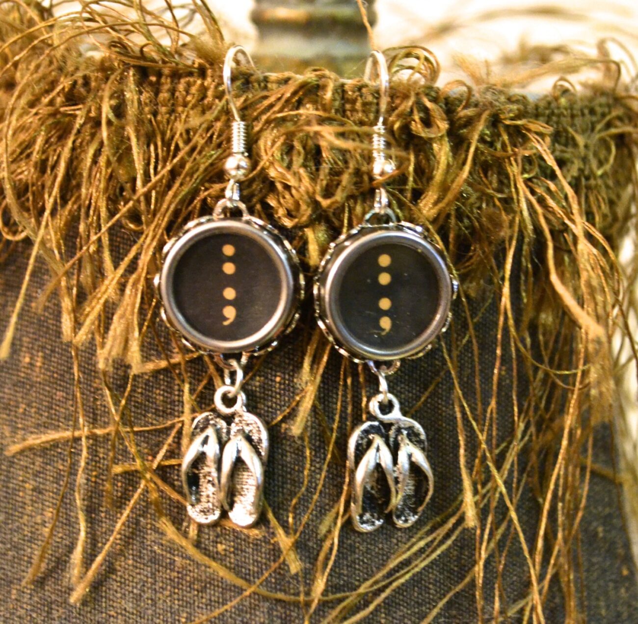 STEAMPUNK Earrings Vintage Typewriter Punctuation Keys Flip Flops Thongs Rare steampunk buy now online