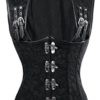 TDOLAH Women's Retro Gothic Brocade Overbust Corset and Jacket Steel Boned Steampunk Costume Set (Waist: 30-32" (2XL), Black) steampunk buy now online
