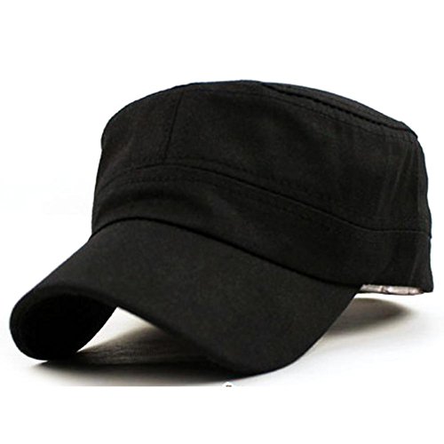 LHWY Summer Autumn Classic Plain Vintage Army Military Cadet Style Cotton Cap Hat Adjustable (Black) steampunk buy now online
