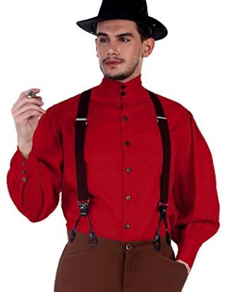 ThePirateDressing Steampunk Victorian Gothic Punk Vampire Seigneur Gentlemen Shirt Costume C1292 [Red] [Medium] steampunk buy now online