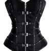 Charmian Women's Steampunk Rock Boned Satin Goth Retro Overbust Corset Top with Buckles Black Large steampunk buy now online
