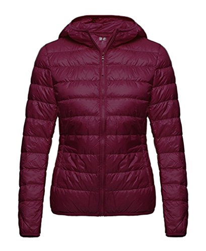 Women's Hooded Packable Ultra Light Weight Down Coat NLM(Wine Red,Large) steampunk buy now online