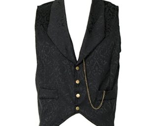 Golden Steampunk Brocade Waistcoat (Black) - Small steampunk buy now online