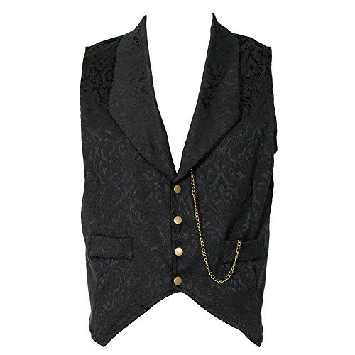 Golden Steampunk Brocade Waistcoat (Black) - Small steampunk buy now online