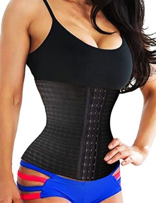 Steel Boned Waist Training Cincher Fitness Corset Abdominal Wraps for Weight Loss (S, Black) steampunk buy now online