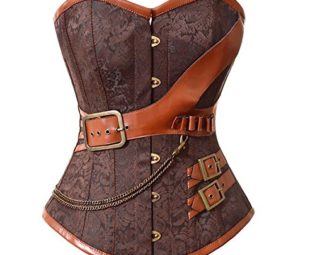 Women's Steampunk Underbust Corset Waist Cincher Gothic Bustier Top X-Large Brown steampunk buy now online