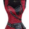 Charmian Women's Steel Boned Retro Goth Brocade Steampunk Bustiers Corset Top with Jacket and Belt Red X-Large steampunk buy now online
