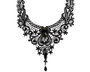 Victorian Steampunk Style Lace Gothic Collar Lolita Beads Pendant Choker Necklace, Black steampunk buy now online