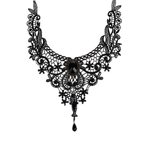 Victorian Steampunk Style Lace Gothic Collar Lolita Beads Pendant Choker Necklace, Black steampunk buy now online