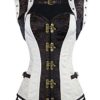 Charmian Women's Plus Size Spiral Steel Boned Renaissance Vintage Steampunk Bustier Corset Top with Jacket and Belt Brown-White XX-Large steampunk buy now online