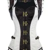 Charmian Women's Plus Size Spiral Steel Boned Renaissance Vintage Steampunk Bustier Corset Top with Jacket and Belt Brown-White XX-Large steampunk buy now online Charmian Women's Plus Size Spiral Steel Boned Renaissance Vintage Steampunk Bustier Corset Top with Jacket and Belt Brown-White XX-Large steampunk buy now online
