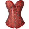 U-Pretty Womens Overbust Basques Bustier Top Corset With Brocade & Matching G-String 819 (Black and Red,L) steampunk buy now online