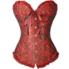 U-Pretty Womens Overbust Basques Bustier Top Corset With Brocade & Matching G-String 819 (Black and Red,L) steampunk buy now online