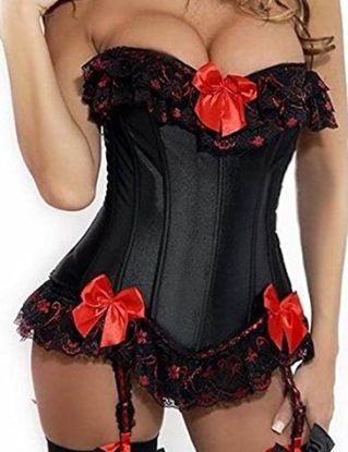 Kiwi-Rata Women's Jacquard Overbust Corset Top With Suspenders steampunk buy now online