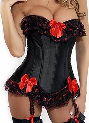 Kiwi-Rata Women's Jacquard Overbust Corset Top With Suspenders steampunk buy now online