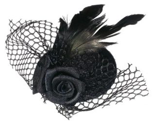Tiny Top Hat Fascinator with Feathers, Tulle and 2 Tiny Roses. Fastened with a Strong Metal Hair Clip steampunk buy now online