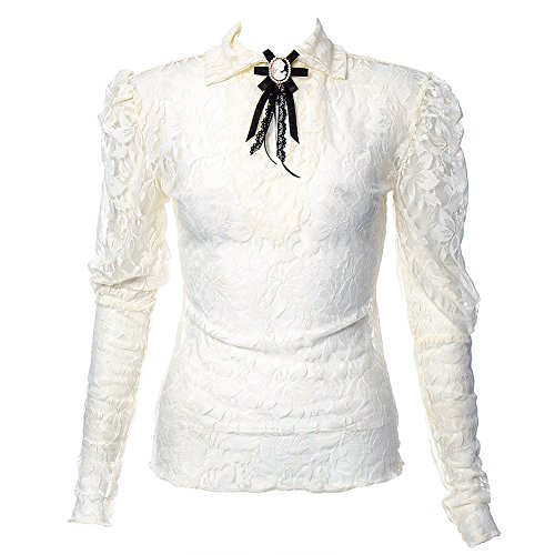 Steampunk Cameo Goth Blouse (Cream) - Medium steampunk buy now online