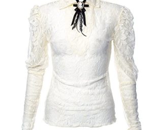 Steampunk Cameo Goth Blouse (Cream) - Medium steampunk buy now online