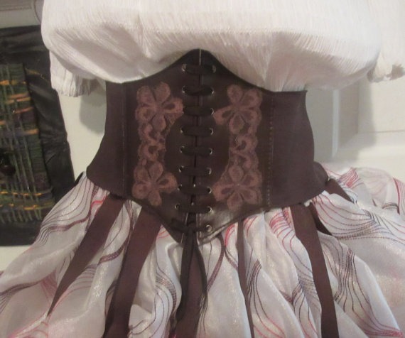 Brown Waist Cincher S-M-L-XL- plus size Underbust Renaissance Steampunk Pirate Costume Belt Embellished by treasurefarie steampunk buy now online