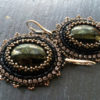 Beaded earrings, Victorian style earrings, black brown earrings with zircon in champagne colour by DeerAvenue steampunk buy now online