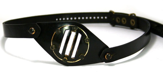 STEAMPUNK EYEPATCH black leather blackened brass O by MannAndCo steampunk buy now online