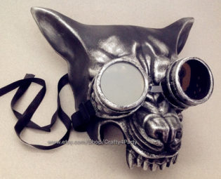 Wolf Mask Animal Costume Burlesque Black Silver Wolf Masquerade Mask with goggle or Wall Deco by Crafty4Party steampunk buy now online