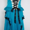 Upcycled Steampunk Victorian Style Cerulean Blue And Black Lace Up Back Corset Dress With Layered Lace Lined Bustle Back Size UK 12 US 8 by IndustriousImaginare steampunk buy now online