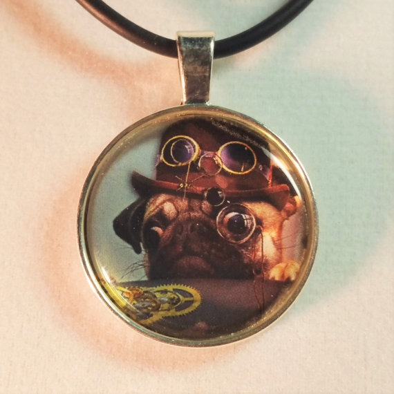 Steampunk Necklace, Art Pendant, Dog Lover Pendant, Picture Pendant, Steampunk Jewelry, by ZJAD steampunk buy now online
