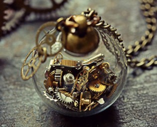Steampunk Necklace Watch Part Pendant Steam Punk Jewelry Glass Orb Miniature Cogs Terrarium Swiss Gears Globe Sphere Cyberpunk Costume Clock by TheCreakingDoor steampunk buy now online