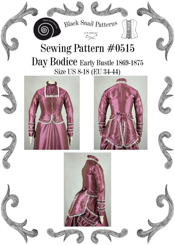 Victorian Bodice Early Bustle PDF Sewing Pattern #0515 Size US 8-30 (EU 34-56) by BlackSnailPatterns steampunk buy now online