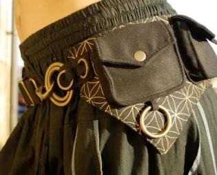 Flower of life printed hip bag fanny pack utility belt vegan leather cotton canvas multi-pocket burning man holster bag sacred geometry UB7F by ekekocrafts steampunk buy now online