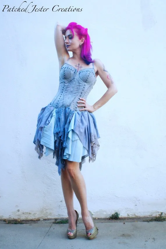Blue Orchid Dress - Gothic Cute Dress - Ragdoll - Vintage - Fairy Dress by PatchedJester steampunk buy now online