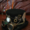 Steampunk Western Festival Black 100% Wool Top Hat Pocket Watch Goggles Grandfather Clock Hands Wheels Cards Mini Gun & Holster Key Cosplay by Mad4Hats steampunk buy now online