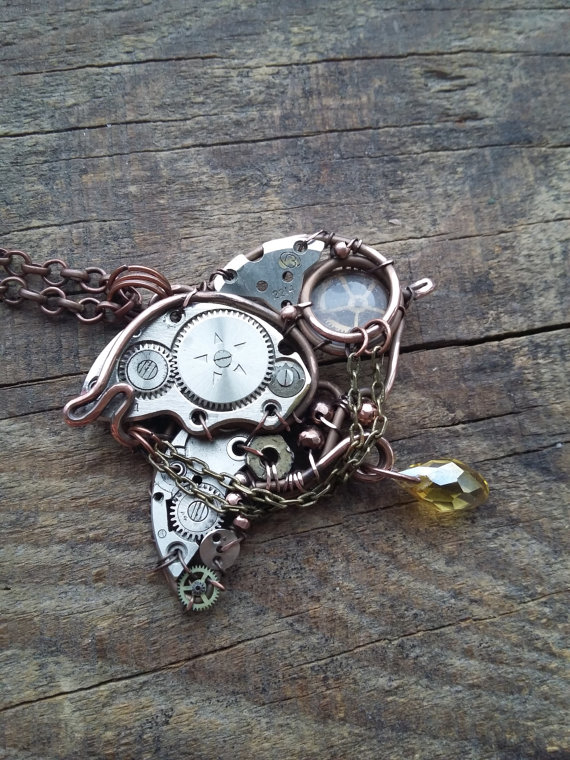 Steampunk bird pendant Gears bird Sparrow pendant Copper bird necklace Steampunk gift Mechanical bird Techie pendant by AlmostRealFlowersArt steampunk buy now online