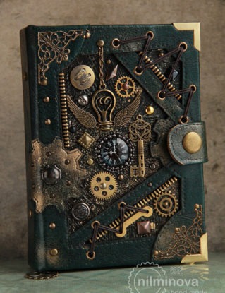 Steampunk notebook A6 blank journal diary "By the wings of time" by nilminova steampunk buy now online