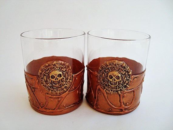 Pirates of the Caribbean Glasses, Steampunk Glasses Whiskey, Set 2 Pirate , skulls, Gothic, Pirate Theme, Pirate Skull, pirate gift by KonyArt steampunk buy now online