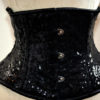Shiny siquins steel-boned authentic waspie corset for tight lacing and waist training. Gothic, vintage, burlesque, pinup, steampunk, prom by Corsettery steampunk buy now online