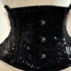 Shiny siquins steel-boned authentic waspie corset for tight lacing and waist training. Gothic, vintage, burlesque, pinup, steampunk, prom by Corsettery steampunk buy now online