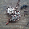 Heart necklace Steampunk jewelry Colibri Copper heart Gift for girlfriend Love gift Vslentine day Wire wrapped heart Watch parts by AlmostRealFlowersArt steampunk buy now online