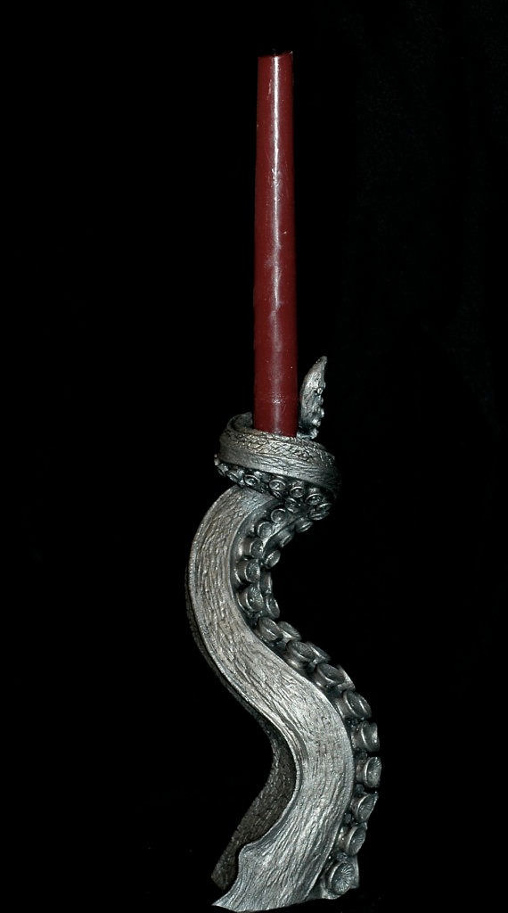 Tentacle Candlestick Holder, Pewter Finish by Dellamorteco steampunk buy now online